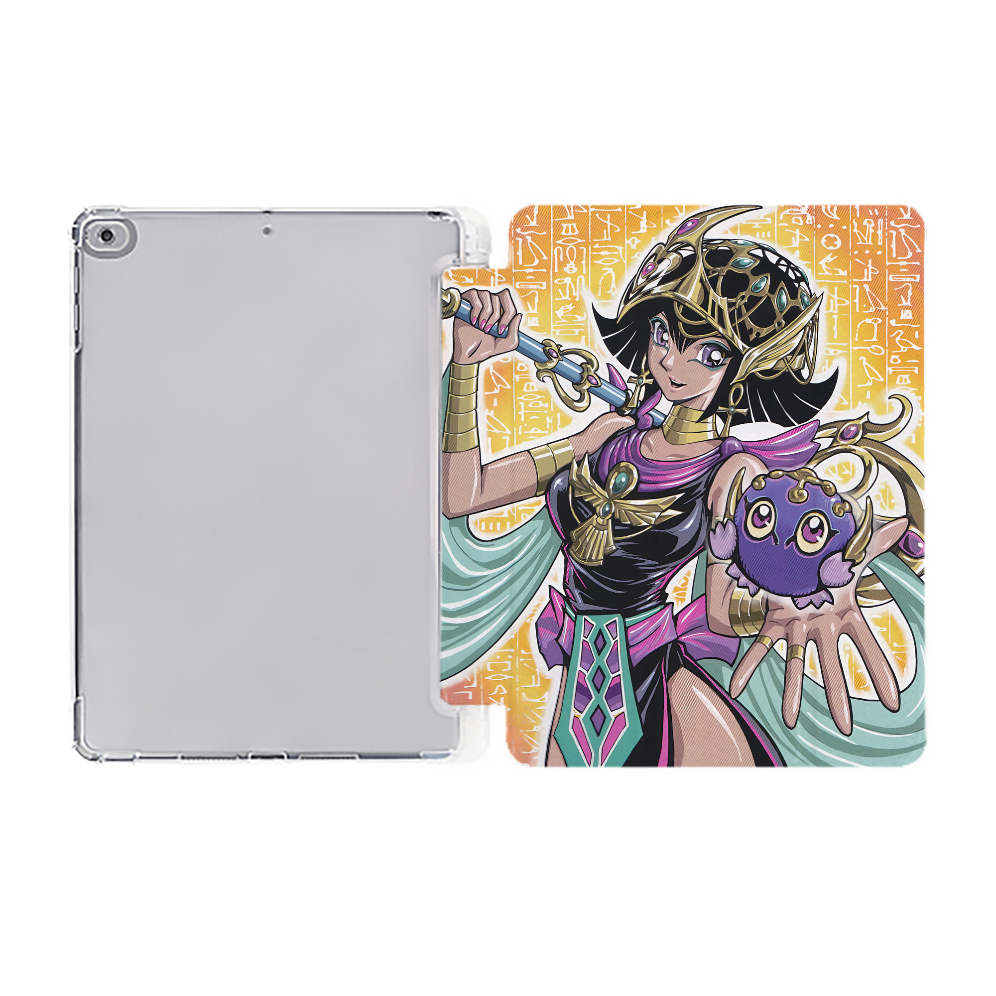 （画像用） 遊☆戯☆王 Yu-Gi-Oh! IPad ケース ペン収納付き 三つ折りスタンド PUレザー×シリコン 対応機種9.5/10.5/10.9インチ
